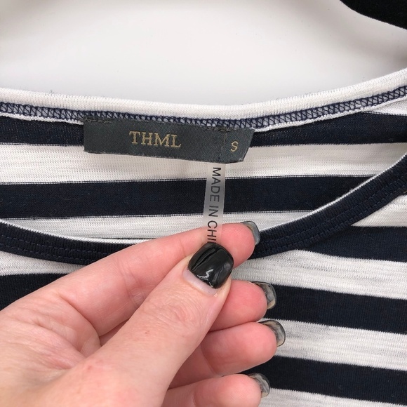 THML Striped Shirt Top Gold Sequins Shoulder S - Picture 6 of 7